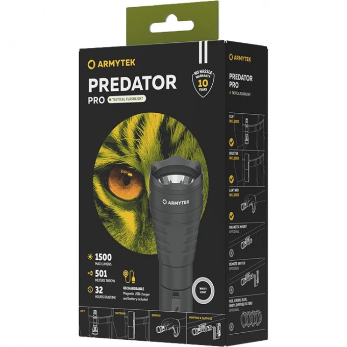 Фонарь такт. Armytek Predator Pro Magnet USB (теплый свет)