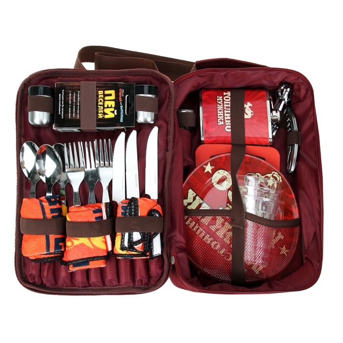 Сумка-набор "Мужик готовит мясо!" на 3 персоны (33 предмета)