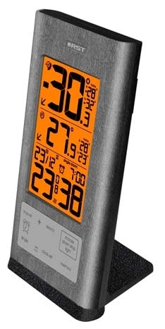 Термометр (р/датч., календарь, будильник, сталь)