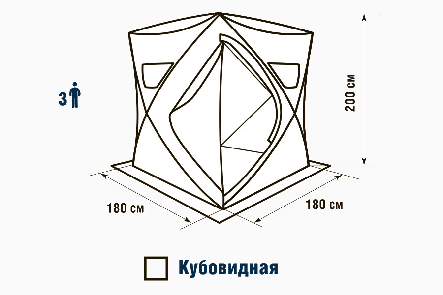 Палатка для зимней рыбалки COMFORT PRO DC, 180*180, высота 200см